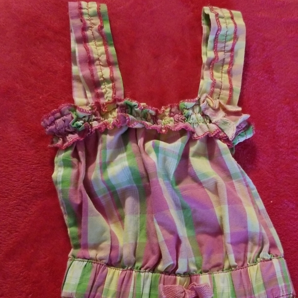 Size 3T Pink, Yellow & Green Plaid Romper - Picture 4 of 7
